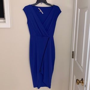 Rachel Roy Blue Midi Dress with Asymmetrical Zip